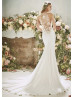 Sleeveless Ivory Crepe Sheer Back Wedding Dress